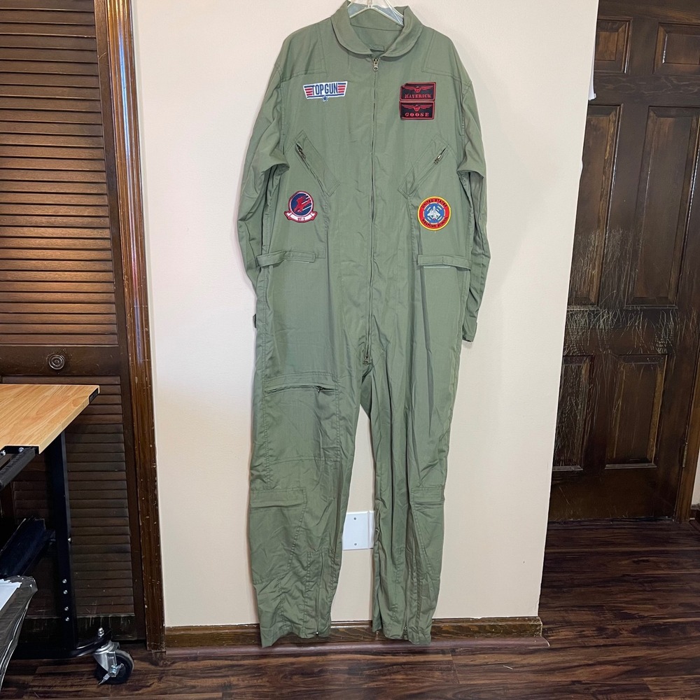 Top Gun Maverick Goose Flight Suit Men's Adult XL Olive Green Cosplay‎ Costume